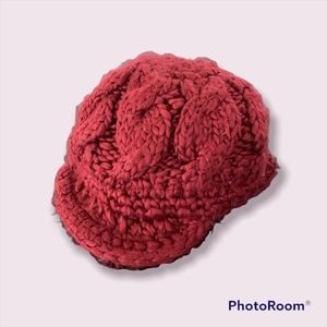 Roxy Newsboy Knit Beanie - burgundy wine in color